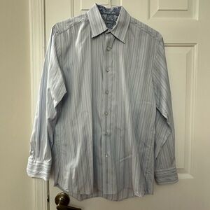 Zagiri Light Blue and Grey Men's Striped Shirt